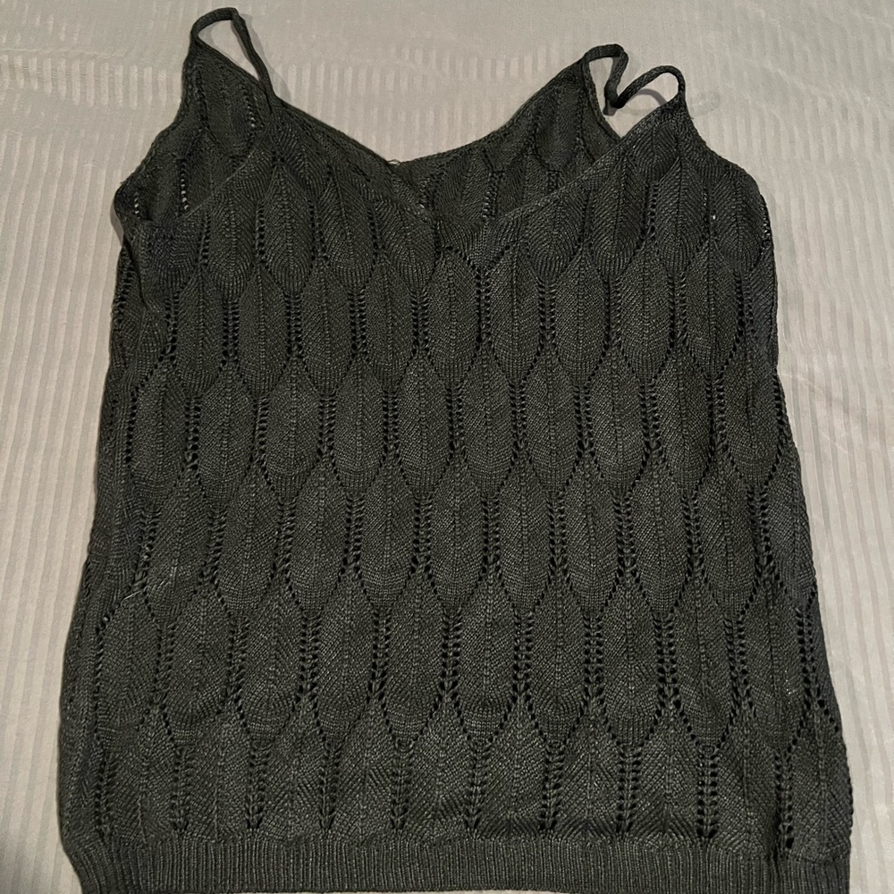 Black Knit V-Neck Cami Tank Top